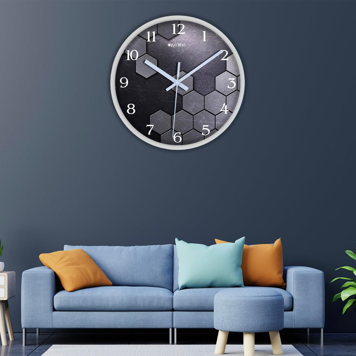 Olive Tree Wall Clock 12" Decorative Latest Plastic Wall Clock Tik-Tok Movement Classic Clock Battery Operated Round Easy to Read for Room/Home/Kitchen/Bedroom/Office/School - 9283