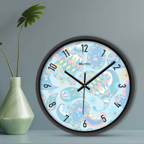 Olive Tree Wall Clock for Living Room, Home, Bedroom Walls, Kitchen, Office, Round Shape Designer Plastic Wall Clock for Home Decor, 12- inch,30 x 30 cm -9368