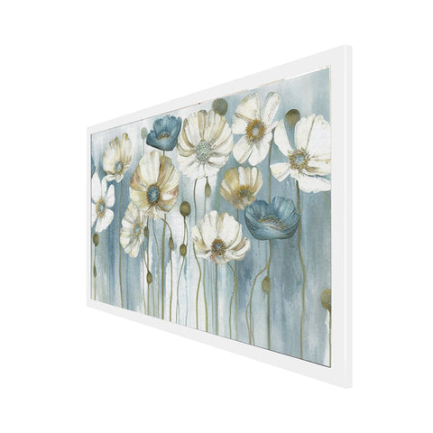 White and Blue Flower Floating Frame Floral Canvas Wall Painting