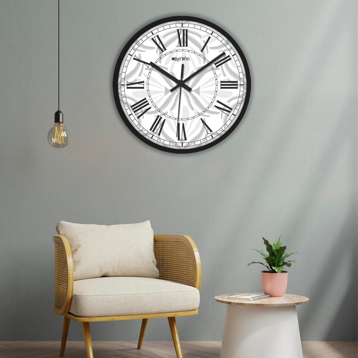 Olive Tree Wall Clock 12" Decorative Latest Plastic Wall Clock Tik-Tok Movement Classic Clock Battery Operated Round Easy to Read for Room/Home/Kitchen/Bedroom/Office/School - 9199