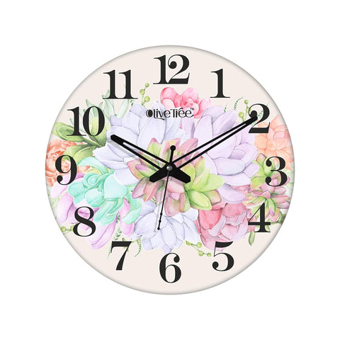 Olivetree Wooden Wall Clock 12" Silent Movement Decorative Wall Clock Classic Clock Battery Operated Round Easy to Read for Home, Living Room,Office(Multi) - 4081