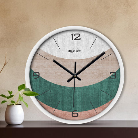 Olive Tree Wall Clock for Living Room, Home, Bedroom Walls, Kitchen, Office, Round Shape Designer Plastic Wall Clock for Home Decor, 12- inch,30 x 30 cm -9398