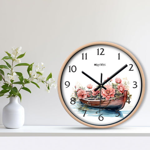 Olive Tree Wall Clock for Living Room, Home, Bedroom Walls, Kitchen, Office, Round Shape Designer Plastic Wall Clock for Home Decor, 12- inch,30 x 30 cm -9415