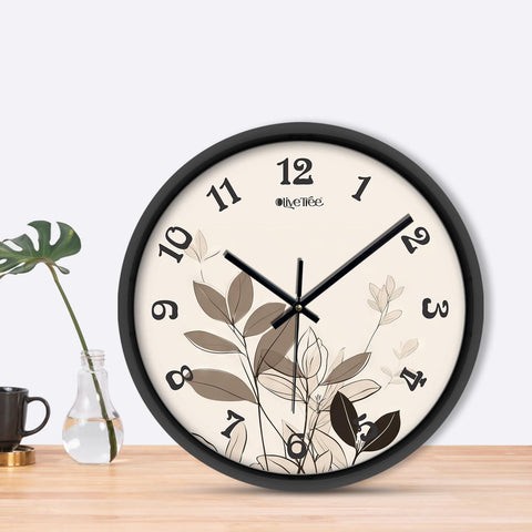 Olive Tree Wall Clock for Living Room, Home, Bedroom Walls, Kitchen, Office, Round Shape Designer Plastic Wall Clock for Home Decor, 12- inch,30 x 30 cm -9363