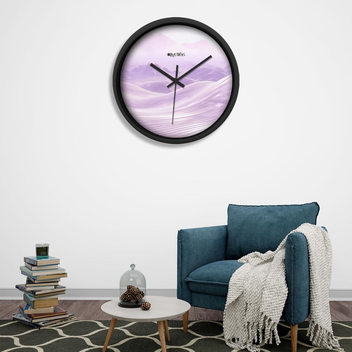 Olive Tree Wall Clock for Living Room, Home, Bedroom Walls, Kitchen, Office, Round Shape Designer Plastic Wall Clock for Home Decor, 12- inch,30 x 30 cm -9314