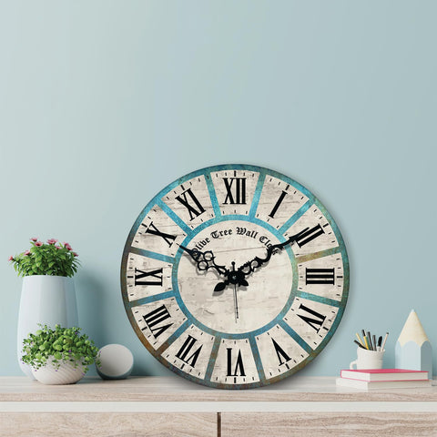 Olivetree Wooden Wall Clock 15" TIC TOC Movement Decorative Latest Wall Clock Classic Clock Battery Operated Round Easy to Read for Home, Living Room,Office(Multi) - 2025