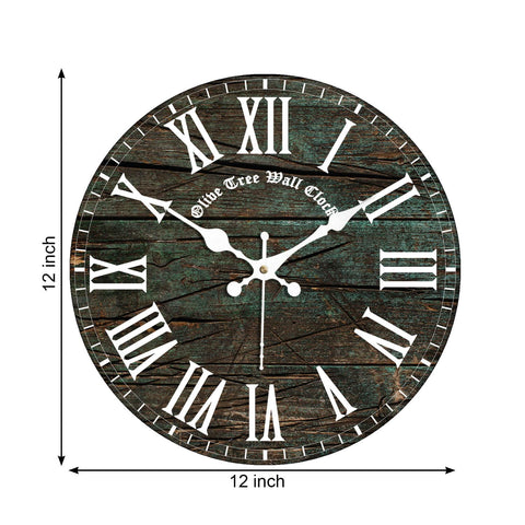 Olivetree Wooden Wall Clock 12" Silent Movement Decorative Wall Clock Classic Clock Battery Operated Round Easy to Read for Home, Living Room,Office(Multi) - 4053