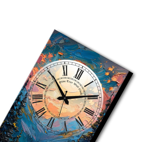 Olive Tree Wooden Wall Clock Decorative Latest Wall Clock Silent Movement Classic Clock Battery Operated Easy to Read for Room/Home/Kitchen/Bedroom/Office/School -1170B