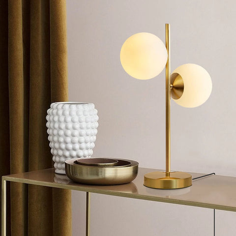 Golden Finish Electroplating Double Globe Table Lamp