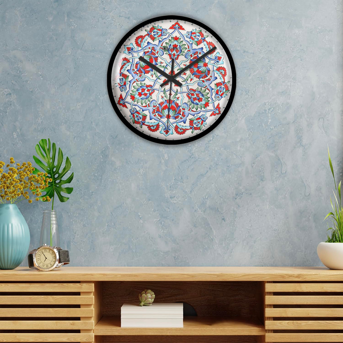 Olive Tree Wall Clock 12" Decorative Latest Plastic Wall Clock TIK-Tok Movement Classic Clock Battery Operated Round Easy to Read for Room/Home/Kitchen/Bedroom/Office/School - 9188