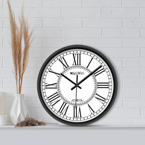 Olive Tree Wall Clock for Living Room, Home, Bedroom Walls, Kitchen, Office, Round Shape Designer Plastic Wall Clock for Home Decor, 12- inch,30 x 30 cm -9350