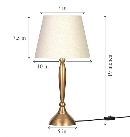 Table Lamp Brass Antique Gold 19 inches Height with Off White 10 inches Diameter Lampshade