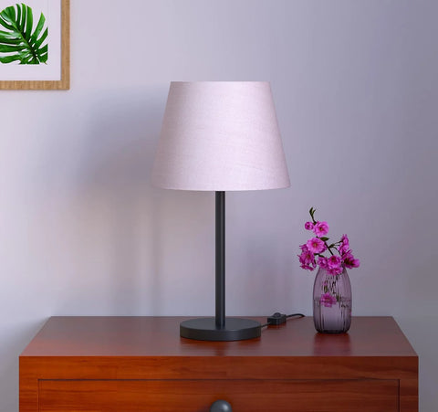 Table Lamp Black Sleek 19 inches Height with Off White 10 inches Diameter Lamp shade