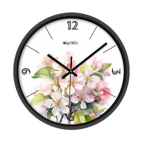 Olive Tree Wall Clock for Living Room, Home, Bedroom Walls, Kitchen, Office, Round Shape Designer Plastic Wall Clock for Home Decor, 12- inch,30 x 30 cm -9371