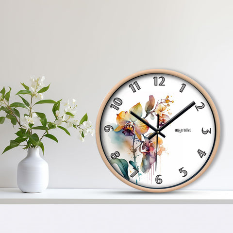 Olive Tree Wall Clock for Living Room, Home, Bedroom Walls, Kitchen, Office, Round Shape Designer Plastic Wall Clock for Home Decor, 12- inch,30 x 30 cm -9410