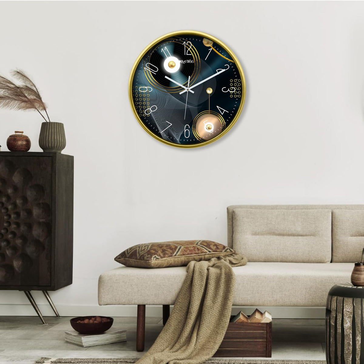 Olive Tree Wall Clock for Living Room, Home, Bedroom Walls, Kitchen, Office, Round Shape Designer Plastic Wall Clock for Home Decor, 12- inch,30 x 30 cm -9395