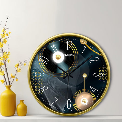 Olive Tree Wall Clock for Living Room, Home, Bedroom Walls, Kitchen, Office, Round Shape Designer Plastic Wall Clock for Home Decor, 12- inch,30 x 30 cm -9395