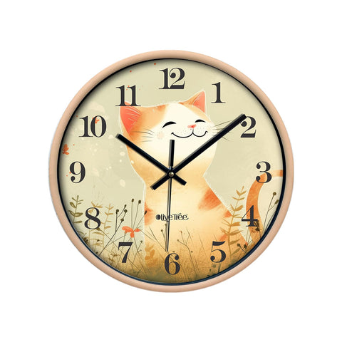 Olive Tree Wall Clock for Living Room, Home, Bedroom Walls, Kitchen, Office, Round Shape Designer Plastic Wall Clock for Home Decor, 12- inch,30 x 30 cm -9406