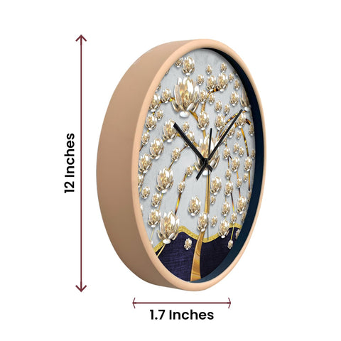 Olive Tree Wall Clock for Living Room, Home, Bedroom Walls, Kitchen, Office, Round Shape Designer Plastic Wall Clock for Home Decor, 12- inch,30 x 30 cm -9421