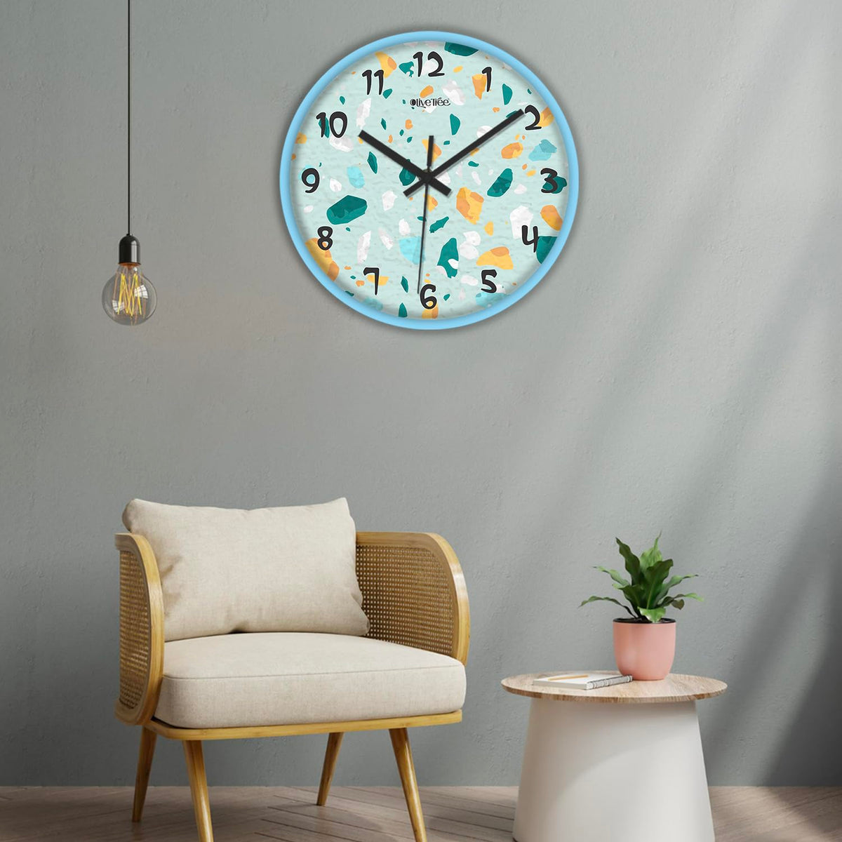 Olive Tree Wall Clock 12" Decorative Latest Plastic Wall Clock Tik-Tok Movement Classic Clock Battery Operated Round Easy to Read for Room/Home/Kitchen/Bedroom/Office/School - 9232