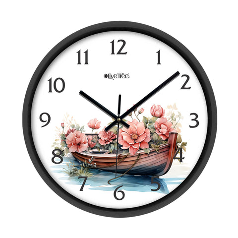 Olive Tree Wall Clock for Living Room, Home, Bedroom Walls, Kitchen, Office, Round Shape Designer Plastic Wall Clock for Home Decor, 12- inch,30 x 30 cm -9375