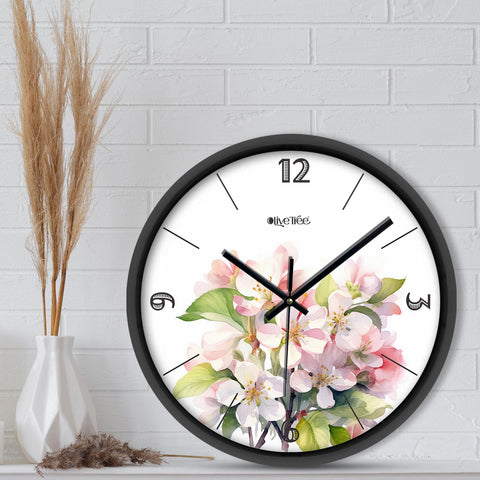 Olive Tree Wall Clock for Living Room, Home, Bedroom Walls, Kitchen, Office, Round Shape Designer Plastic Wall Clock for Home Decor, 12- inch,30 x 30 cm -9371