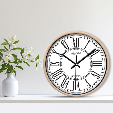 Olive Tree Wall Clock for Living Room, Home, Bedroom Walls, Kitchen, Office, Round Shape Designer Plastic Wall Clock for Home Decor, 12- inch,30 x 30 cm -9405