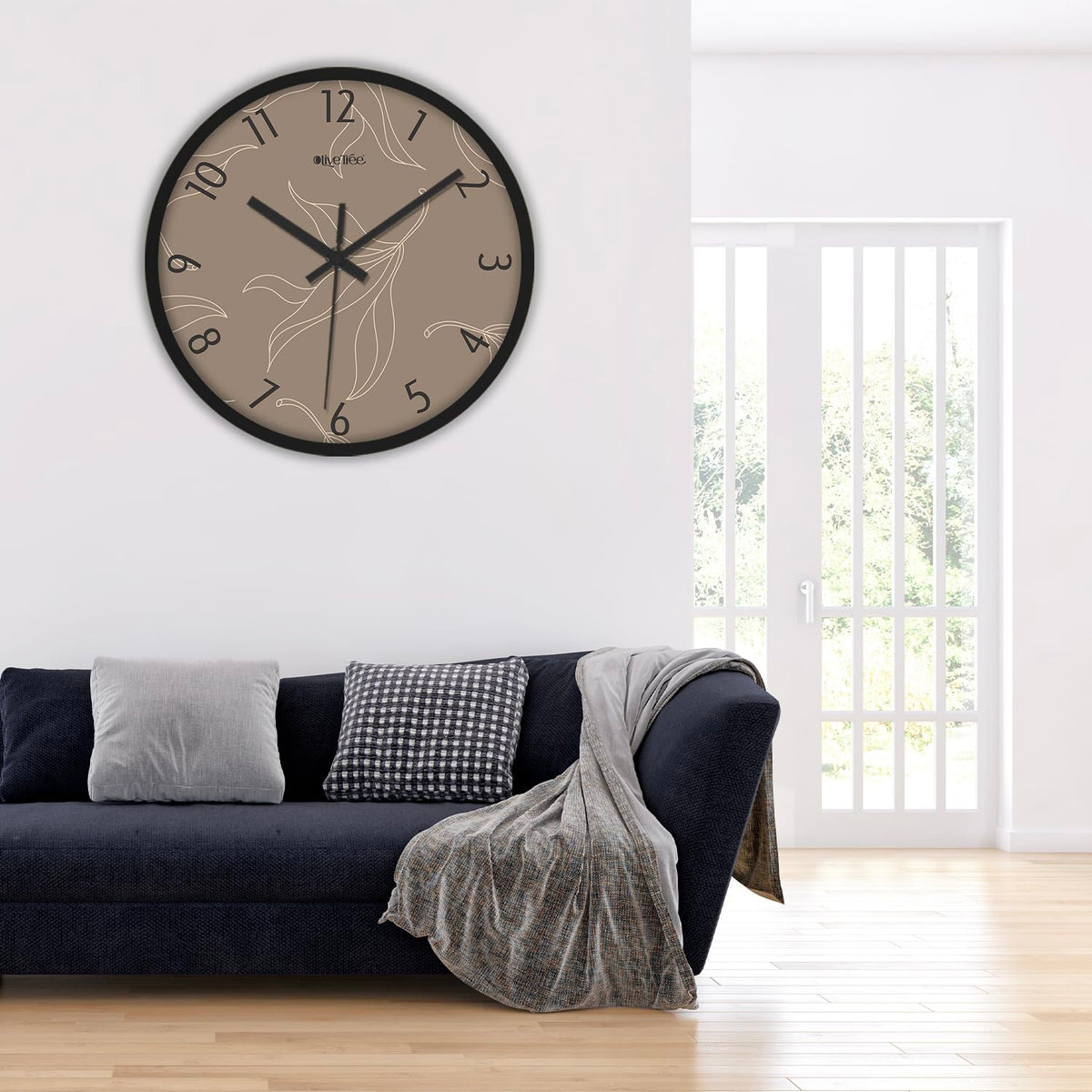 Olive Tree Wall Clock 12" Decorative Latest Plastic Wall Clock Tik-Tok Movement Classic Clock Battery Operated Round Easy to Read for Room/Home/Kitchen/Bedroom/Office/School - 9200