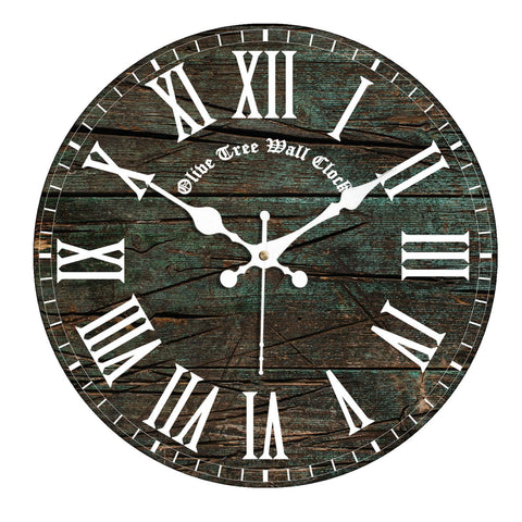 Olivetree Wooden Wall Clock 12" Silent Movement Decorative Wall Clock Classic Clock Battery Operated Round Easy to Read for Home, Living Room,Office(Multi) - 4053