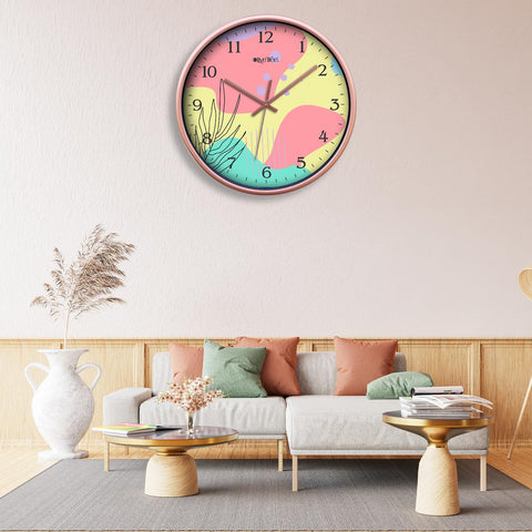 Olive Tree Wall Clock for Living Room, Home, Bedroom Walls, Kitchen, Office, Round Shape Designer Plastic Wall Clock for Home Decor, 12- inch,30 x 30 cm -9446