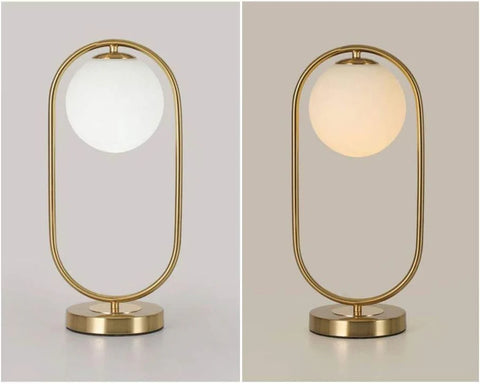 Capsule Droplet Design Milky Globe Golden Table Lamp