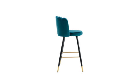 Teal Color Flower Counter Stool