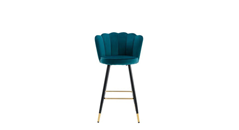 Teal Color Flower Counter Stool