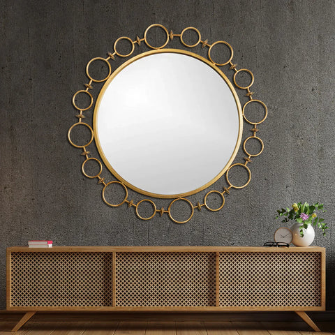 Rivet Gold Designer Wall Mirror