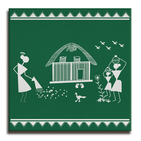 Ethnic Warli Canvas Painting For Living Room and Hotels Decoration