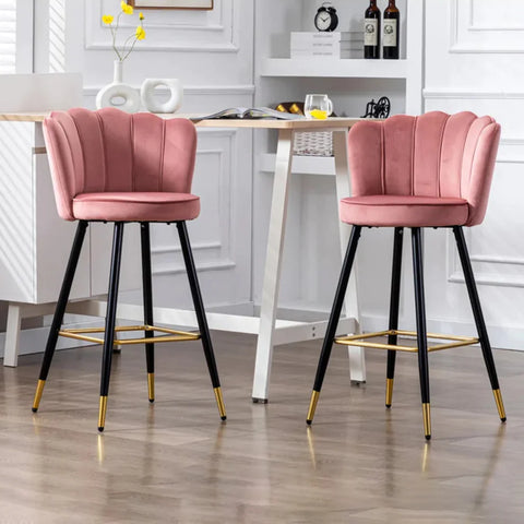 Pink Color Flower Counter Stool