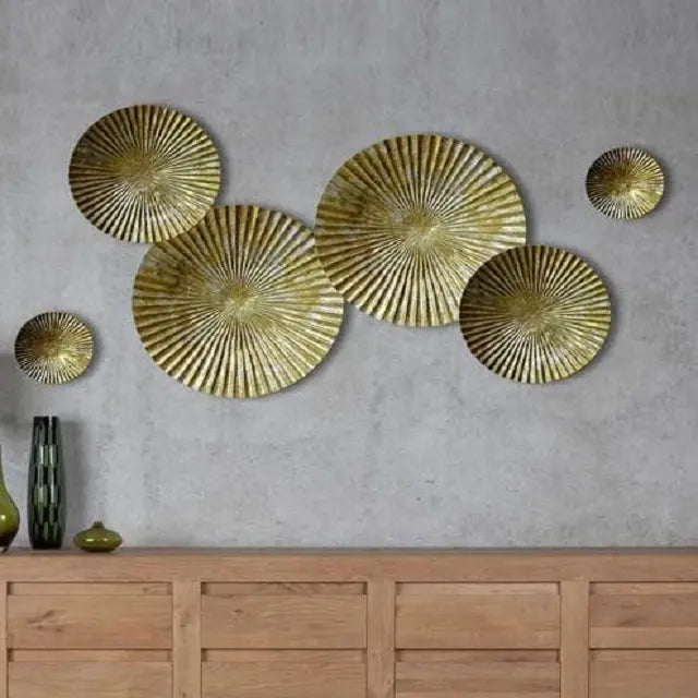 Bright Gold And Silver Color Circles Metal Wall Art