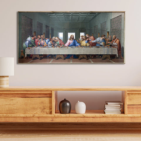 Canvas of last supper of mosaic