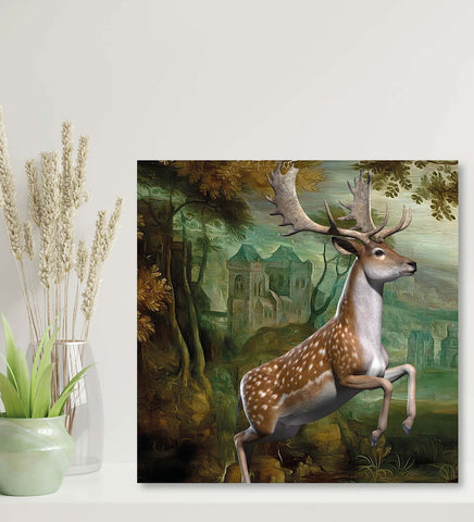 A Powerful Depiction of a Deer Amidst the Lush Embrace of the Forest