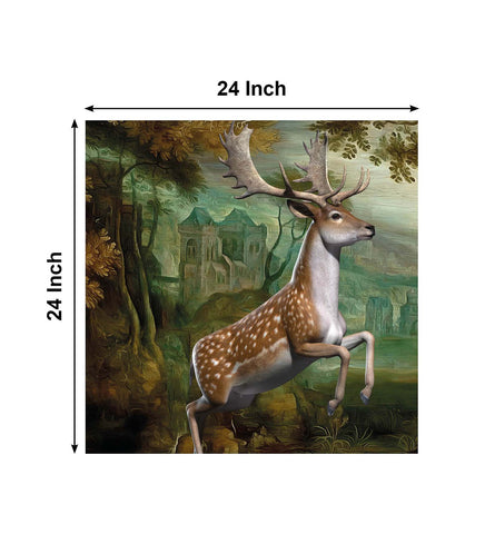 A Powerful Depiction of a Deer Amidst the Lush Embrace of the Forest