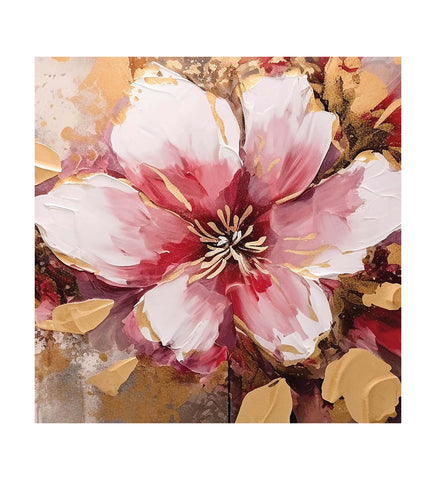 Textured Depiction of a Pink Flower Canvas Print Artwork