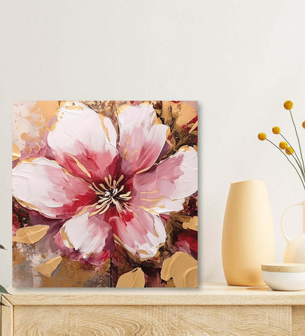 Textured Depiction of a Pink Flower Canvas Print Artwork