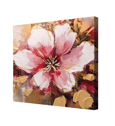 Textured Depiction of a Pink Flower Canvas Print Artwork