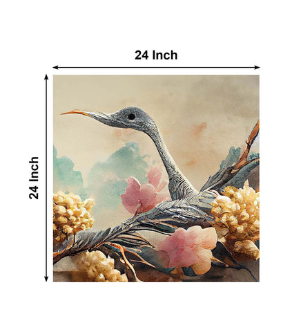 Alluring Canvas Print Painting of a Bird Amongst a Field of Flowers