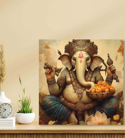 Explore a Captivating Canvas Painting of Ganesha