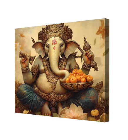 Explore a Captivating Canvas Painting of Ganesha