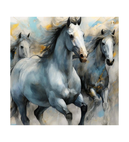 The Ethereal Beauty of Horses in Motion: A Captivating Canvas Artwork