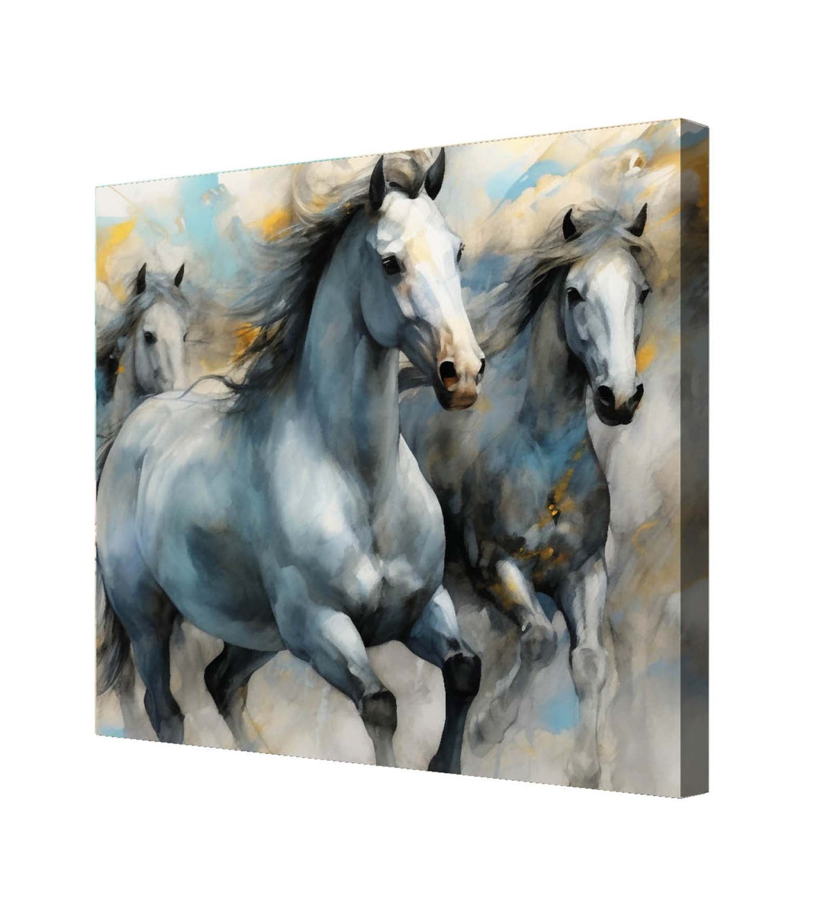 The Ethereal Beauty of Horses in Motion: A Captivating Canvas Artwork