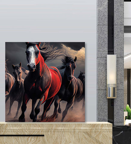 Witnessing the Raw Beauty of Horses in a Full Gallop Canvas Wall Artwork