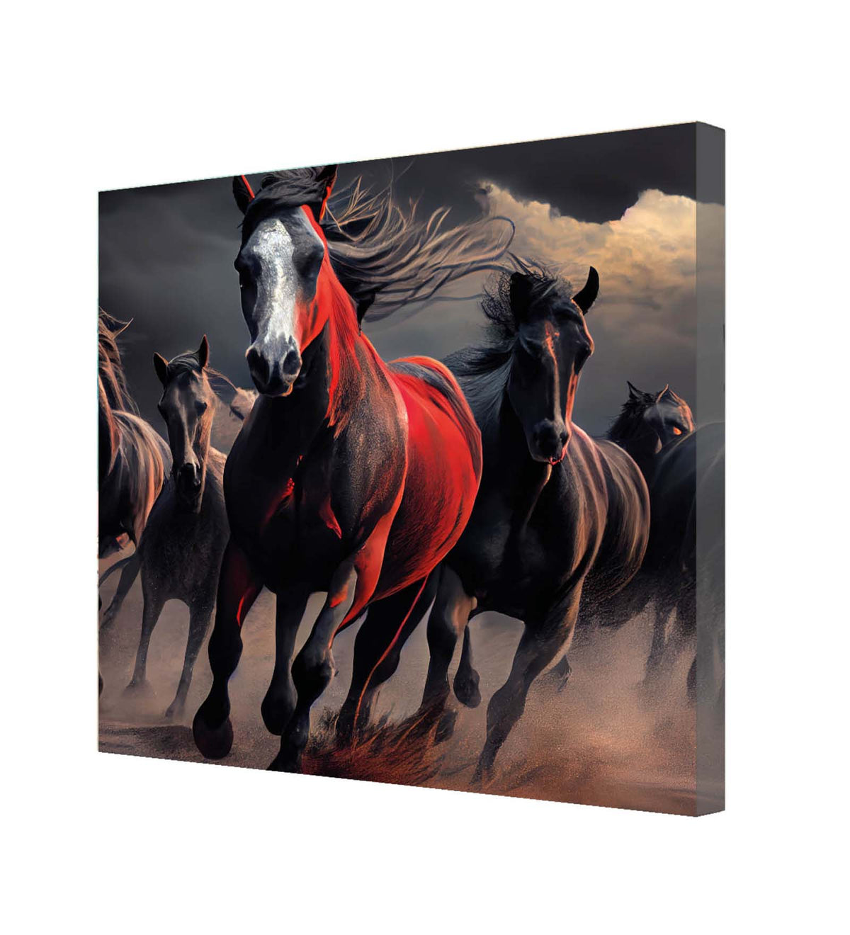 Witnessing the Raw Beauty of Horses in a Full Gallop Canvas Wall Artwork